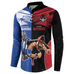 Custom Kangaroos and Bombers Button Sweatshirt Together Sporty Style