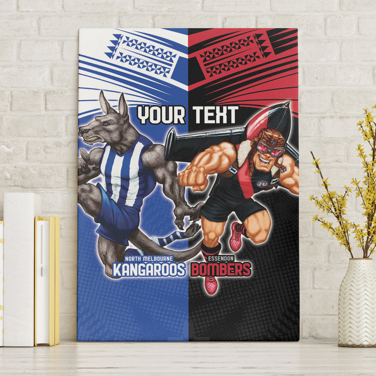 Custom Kangaroos and Bombers Canvas Wall Art Together Sporty Style