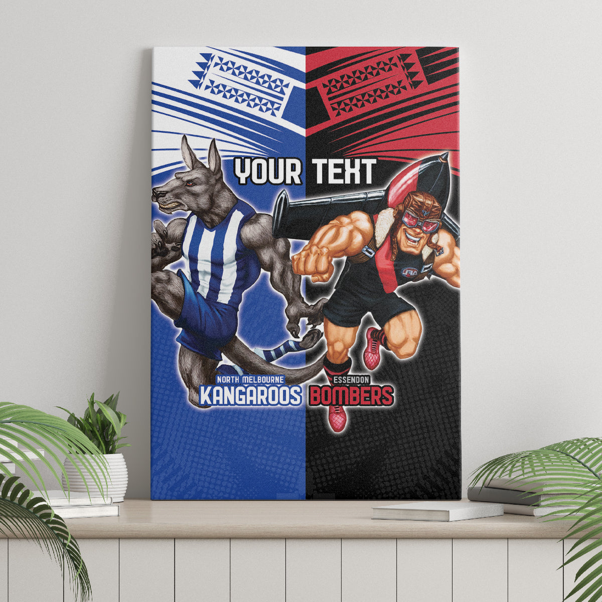 Custom Kangaroos and Bombers Canvas Wall Art Together Sporty Style