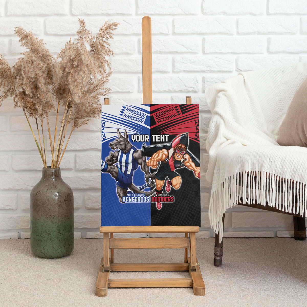 Custom Kangaroos and Bombers Canvas Wall Art Together Sporty Style