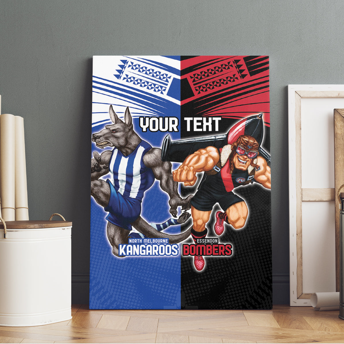 Custom Kangaroos and Bombers Canvas Wall Art Together Sporty Style