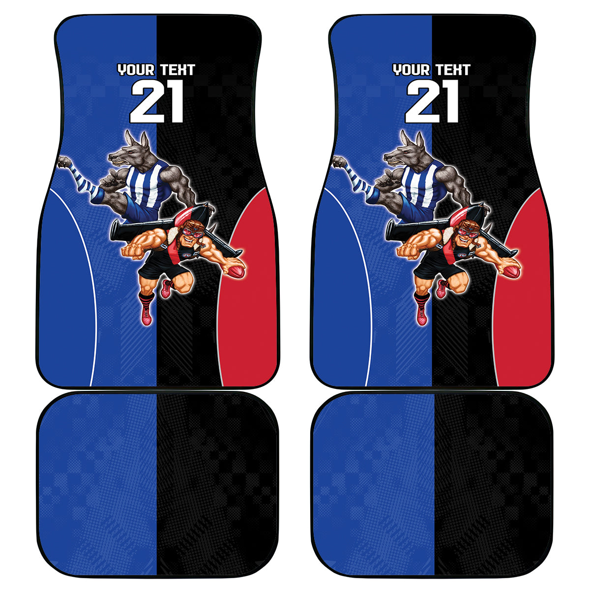 Custom Kangaroos and Bombers Car Mats Together Sporty Style