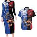Custom Kangaroos and Bombers Couples Matching Long Sleeve Bodycon Dress and Hawaiian Shirt Together Sporty Style