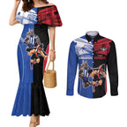 Custom Kangaroos and Bombers Couples Matching Mermaid Dress and Long Sleeve Button Shirt Together Sporty Style