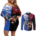 Custom Kangaroos and Bombers Couples Matching Off Shoulder Short Dress and Long Sleeve Button Shirt Together Sporty Style