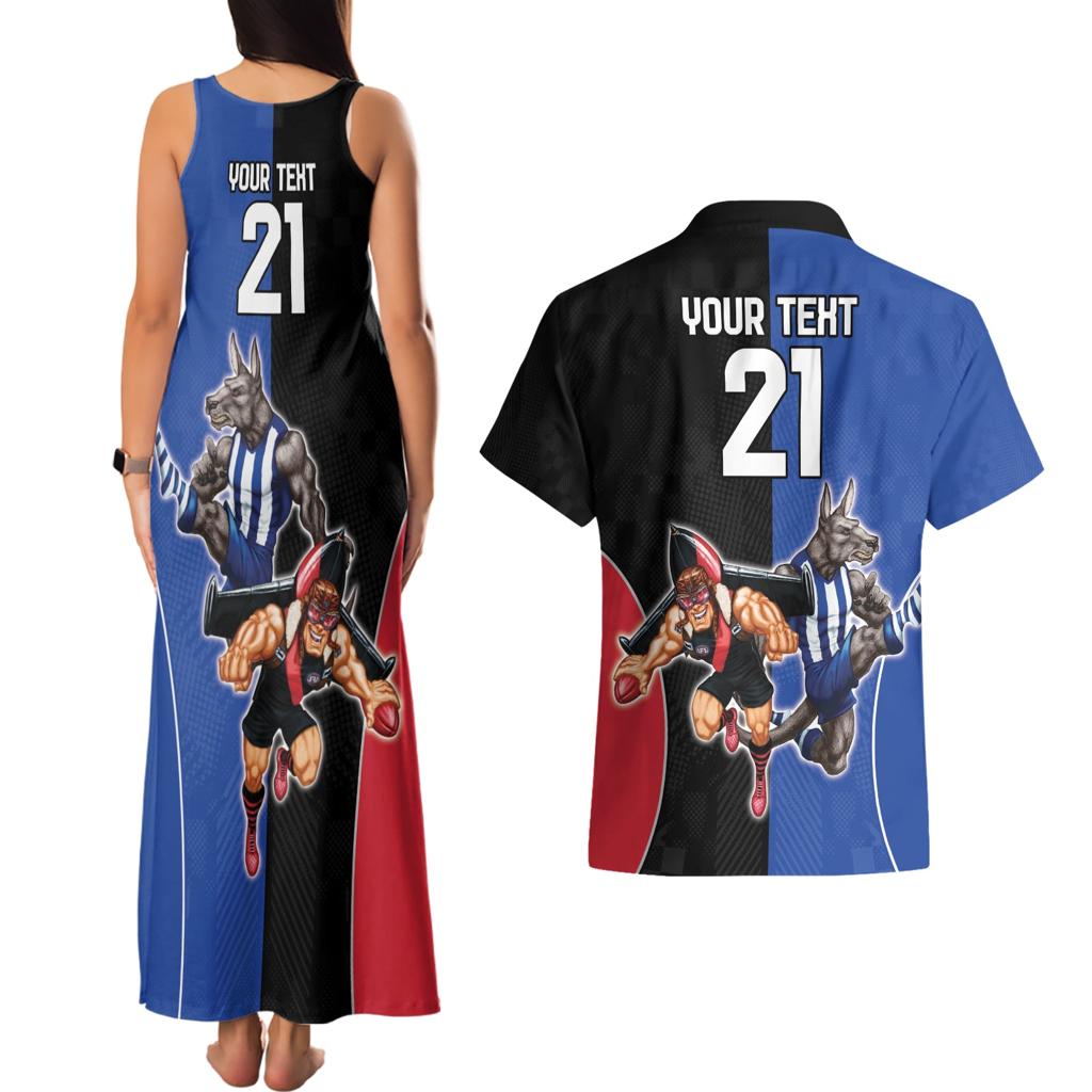 Custom Kangaroos and Bombers Couples Matching Tank Maxi Dress and Hawaiian Shirt Together Sporty Style