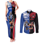 Custom Kangaroos and Bombers Couples Matching Tank Maxi Dress and Long Sleeve Button Shirt Together Sporty Style