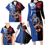 Custom Kangaroos and Bombers Family Matching Long Sleeve Bodycon Dress and Hawaiian Shirt Together Sporty Style