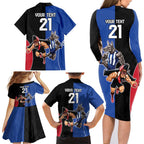 Custom Kangaroos and Bombers Family Matching Long Sleeve Bodycon Dress and Hawaiian Shirt Together Sporty Style