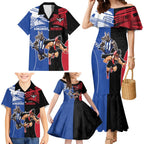 Custom Kangaroos and Bombers Family Matching Mermaid Dress and Hawaiian Shirt Together Sporty Style