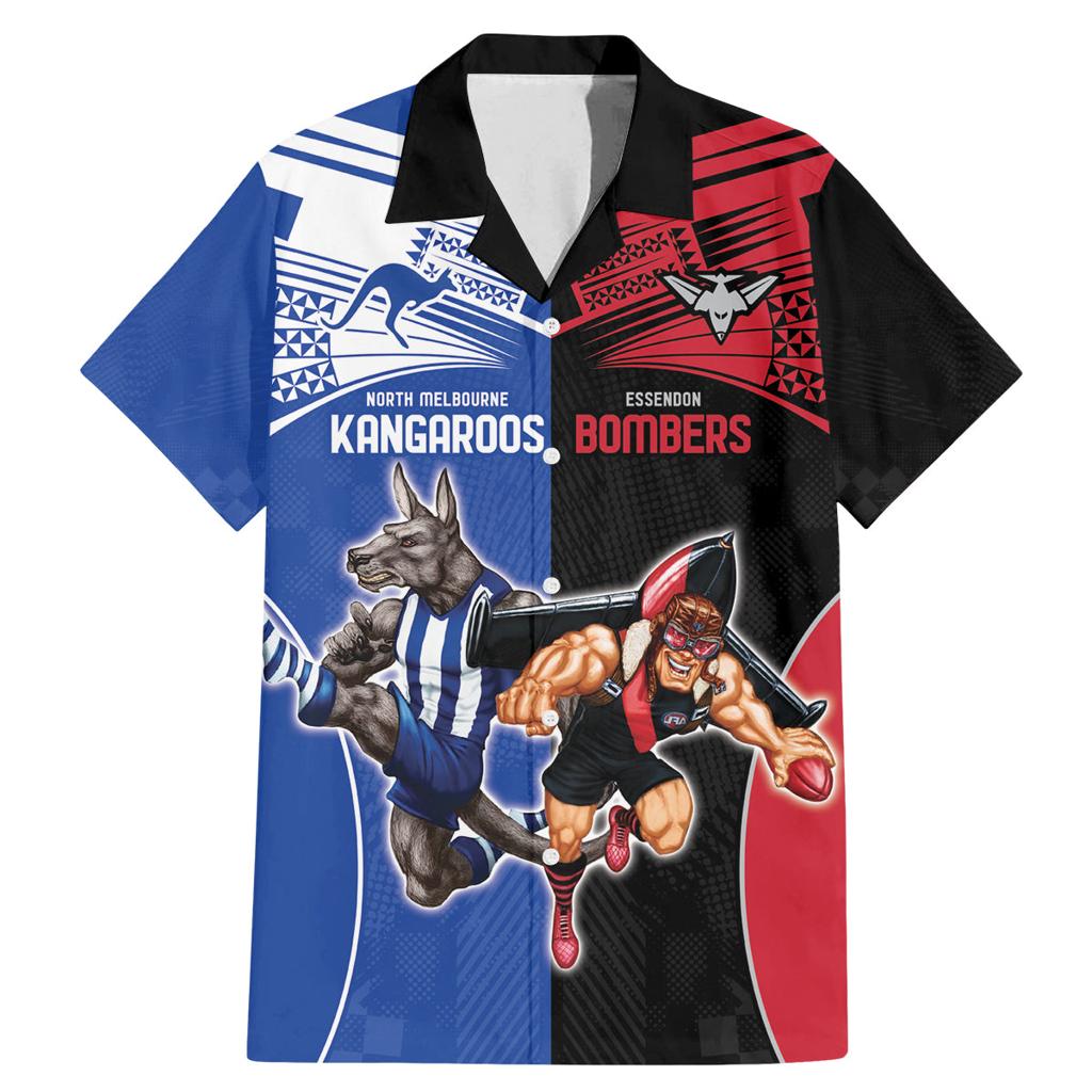 Custom Kangaroos and Bombers Family Matching Mermaid Dress and Hawaiian Shirt Together Sporty Style