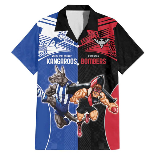 Custom Kangaroos and Bombers Family Matching Mermaid Dress and Hawaiian Shirt Together Sporty Style