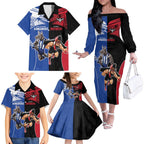 Custom Kangaroos and Bombers Family Matching Off The Shoulder Long Sleeve Dress and Hawaiian Shirt Together Sporty Style