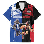 Custom Kangaroos and Bombers Family Matching Off The Shoulder Long Sleeve Dress and Hawaiian Shirt Together Sporty Style