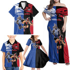 Custom Kangaroos and Bombers Family Matching Off Shoulder Maxi Dress and Hawaiian Shirt Together Sporty Style