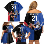 Custom Kangaroos and Bombers Family Matching Off Shoulder Short Dress and Hawaiian Shirt Together Sporty Style