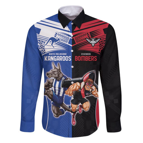 Custom Kangaroos and Bombers Family Matching Puletasi and Hawaiian Shirt Together Sporty Style