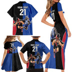 Custom Kangaroos and Bombers Family Matching Short Sleeve Bodycon Dress and Hawaiian Shirt Together Sporty Style