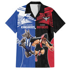 Custom Kangaroos and Bombers Family Matching Short Sleeve Bodycon Dress and Hawaiian Shirt Together Sporty Style