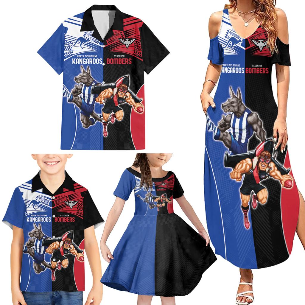 Custom Kangaroos and Bombers Family Matching Summer Maxi Dress and Hawaiian Shirt Together Sporty Style