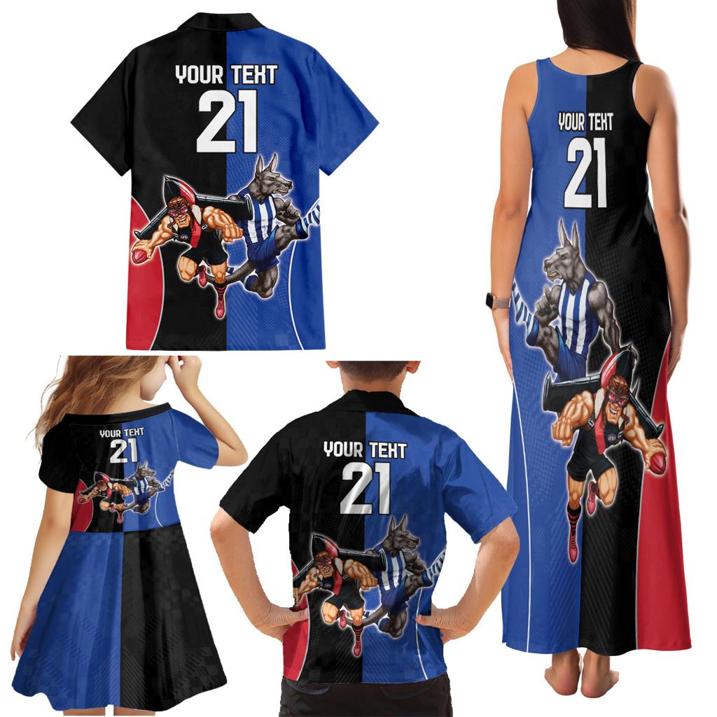 Custom Kangaroos and Bombers Family Matching Tank Maxi Dress and Hawaiian Shirt Together Sporty Style