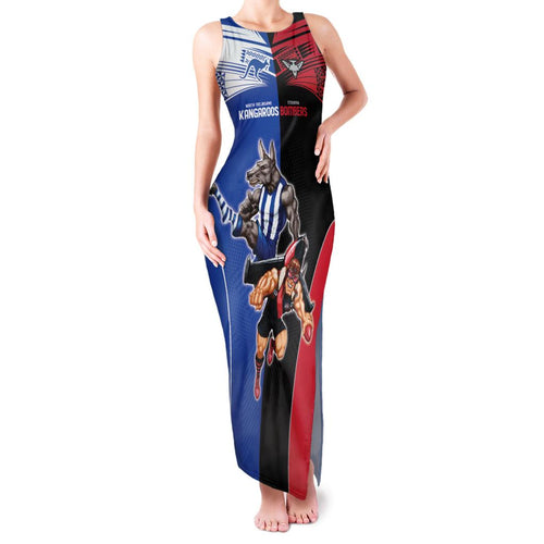 Custom Kangaroos and Bombers Family Matching Tank Maxi Dress and Hawaiian Shirt Together Sporty Style