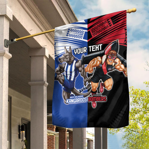 Custom Kangaroos and Bombers Garden Flag Together Sporty Style