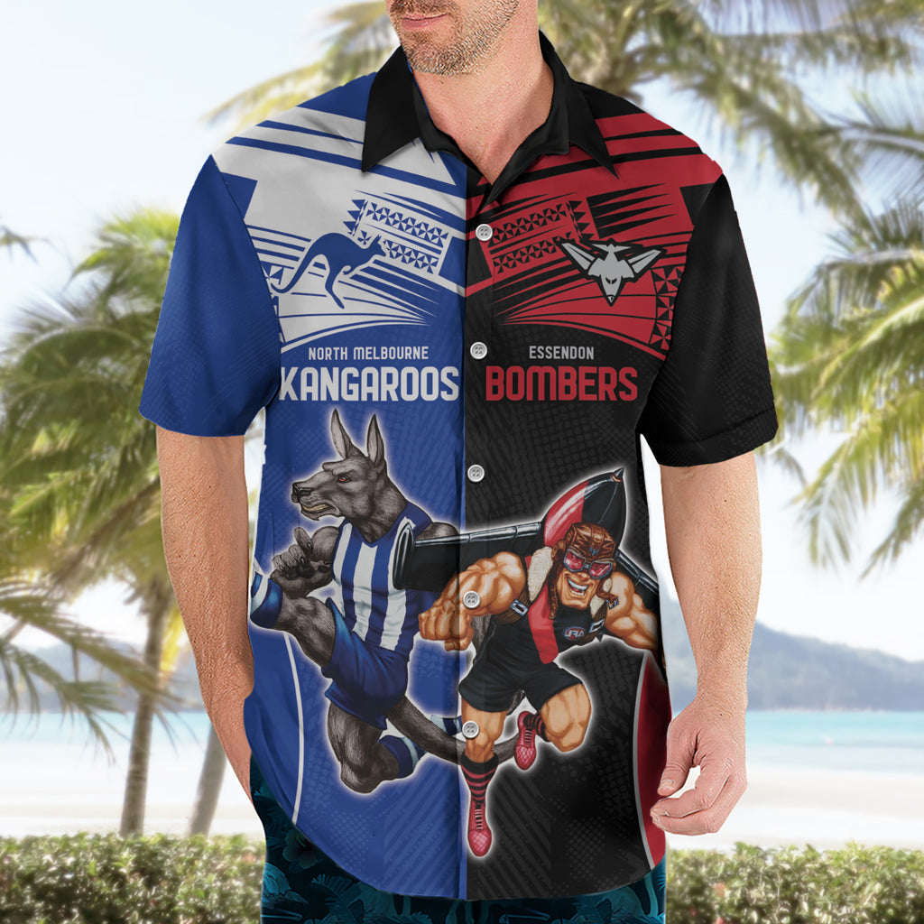 Custom Kangaroos and Bombers Hawaiian Shirt Together Sporty Style