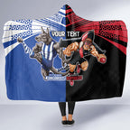 Custom Kangaroos and Bombers Hooded Blanket Together Sporty Style