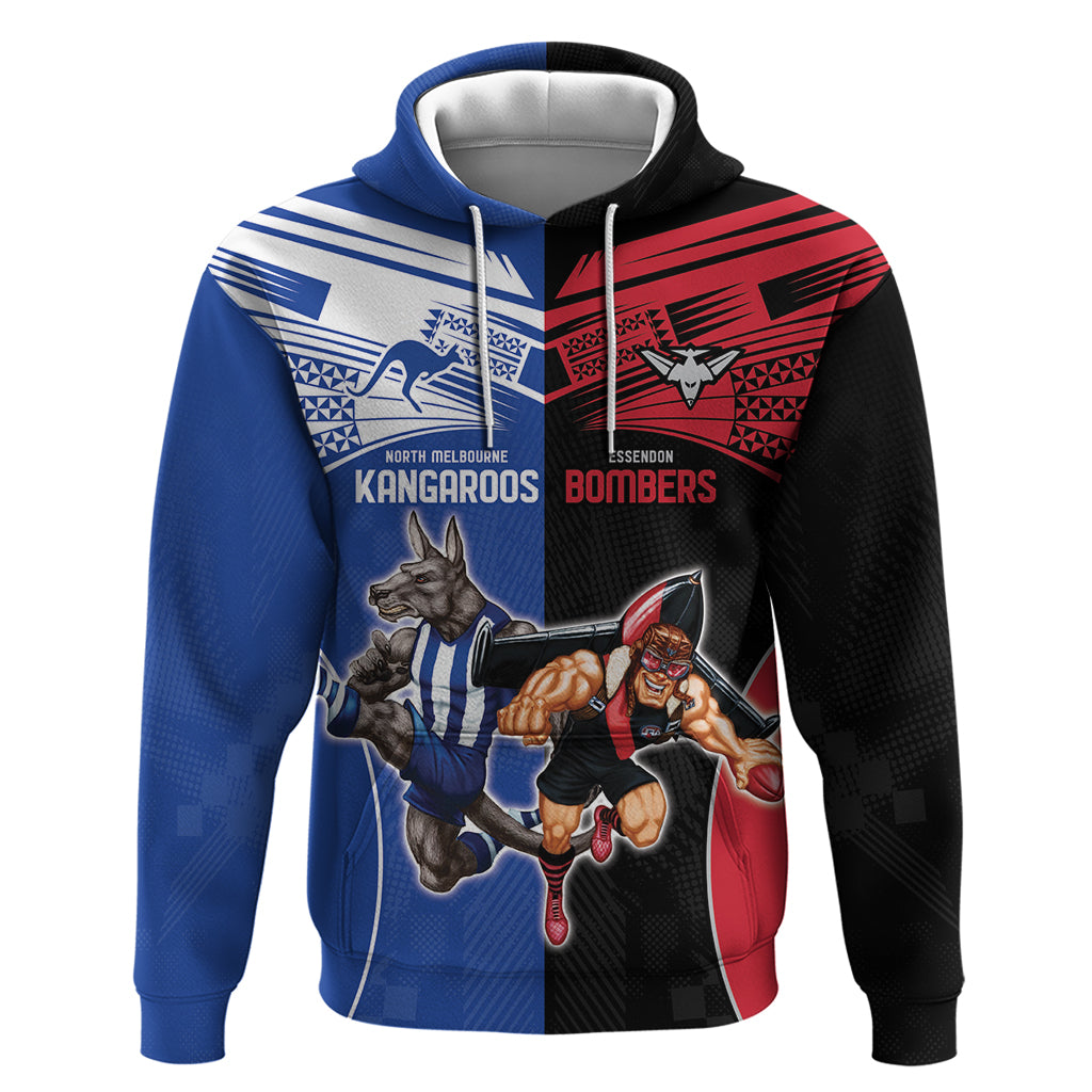 Custom Kangaroos and Bombers Hoodie Together Sporty Style