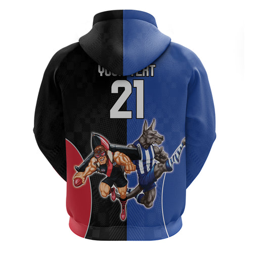 Custom Kangaroos and Bombers Hoodie Together Sporty Style