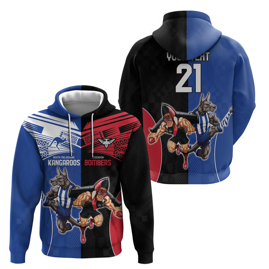 Custom Kangaroos and Bombers Hoodie Together Sporty Style