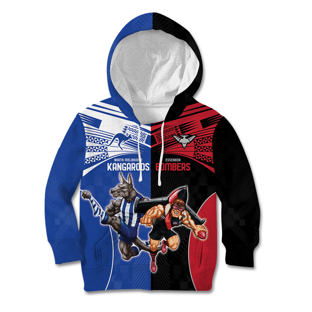 Custom Kangaroos and Bombers Kid Hoodie Together Sporty Style