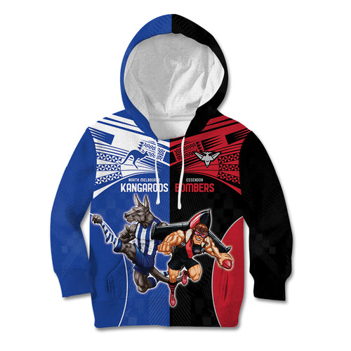 Custom Kangaroos and Bombers Kid Hoodie Together Sporty Style