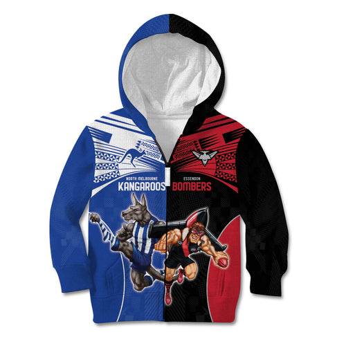 Custom Kangaroos and Bombers Kid Hoodie Together Sporty Style