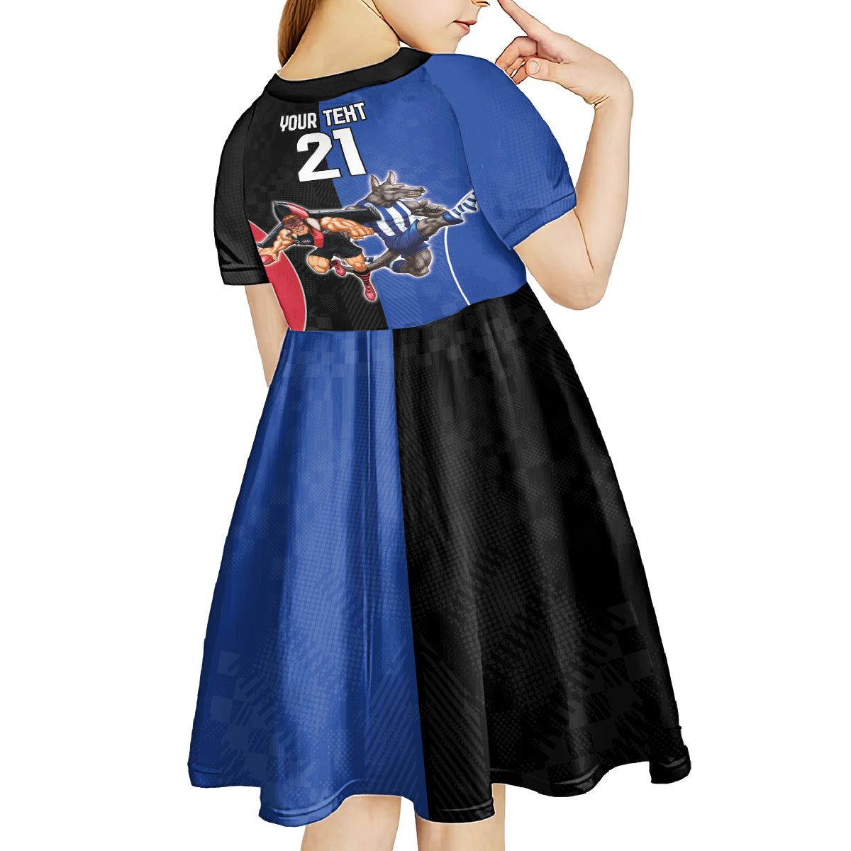 Custom Kangaroos and Bombers Kid Short Sleeve Dress Together Sporty Style
