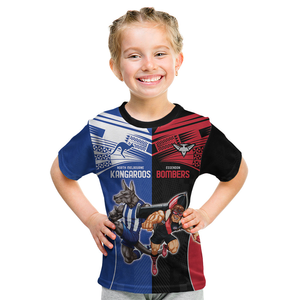 Custom Kangaroos and Bombers Kid T Shirt Together Sporty Style