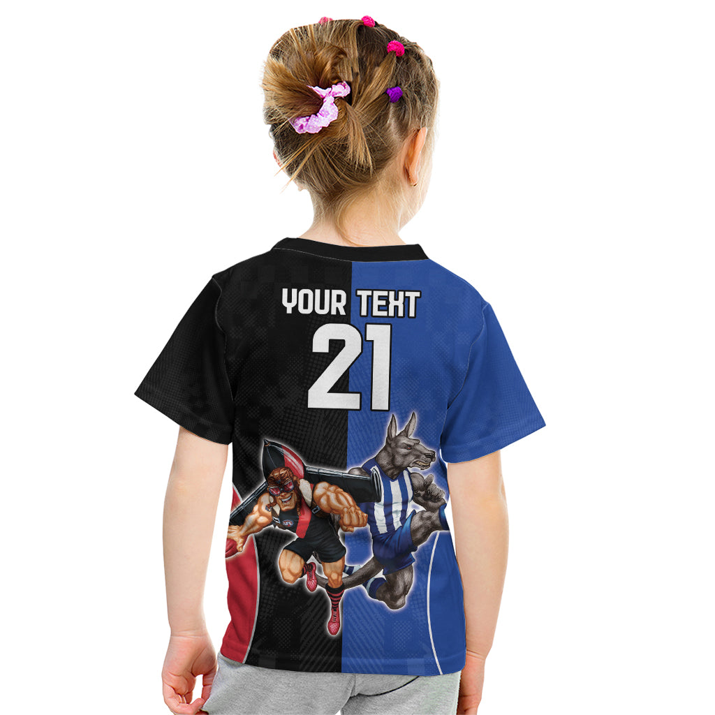 Custom Kangaroos and Bombers Kid T Shirt Together Sporty Style