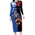 Custom Kangaroos and Bombers Long Sleeve Bodycon Dress Together Sporty Style