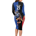 Custom Kangaroos and Bombers Long Sleeve Bodycon Dress Together Sporty Style