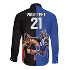 Custom Kangaroos and Bombers Long Sleeve Button Shirt Together Sporty Style