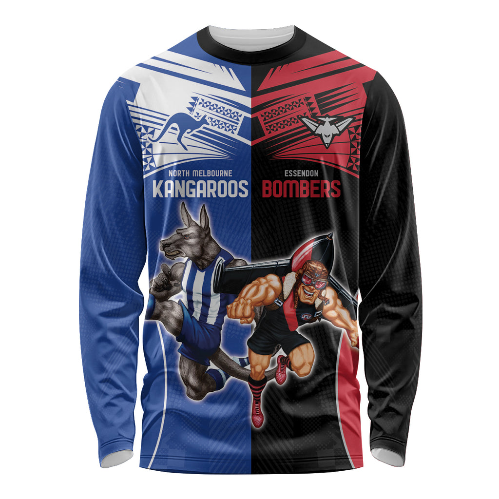 Custom Kangaroos and Bombers Long Sleeve Shirt Together Sporty Style