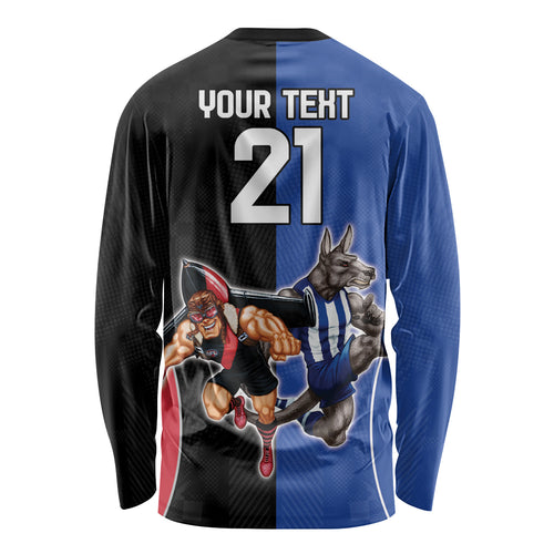Custom Kangaroos and Bombers Long Sleeve Shirt Together Sporty Style
