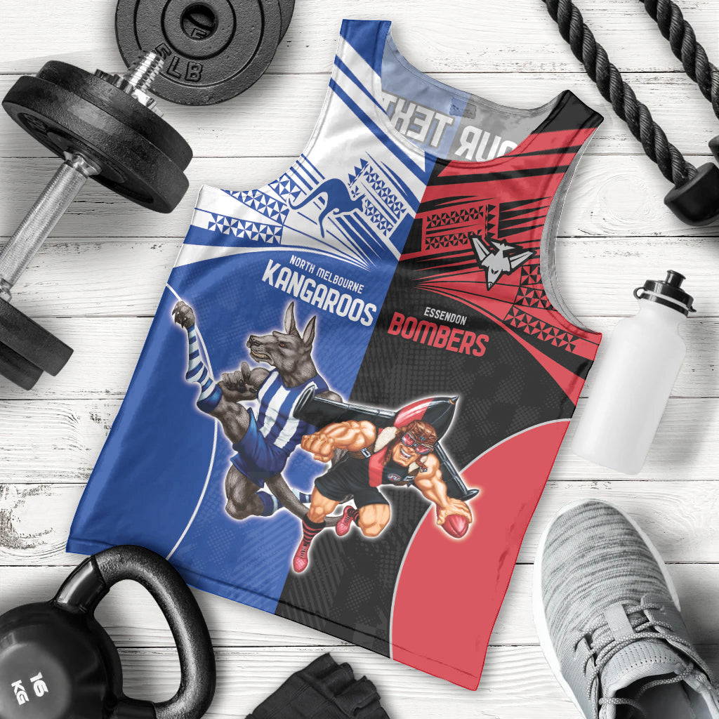 Custom Kangaroos and Bombers Men Tank Top Together Sporty Style