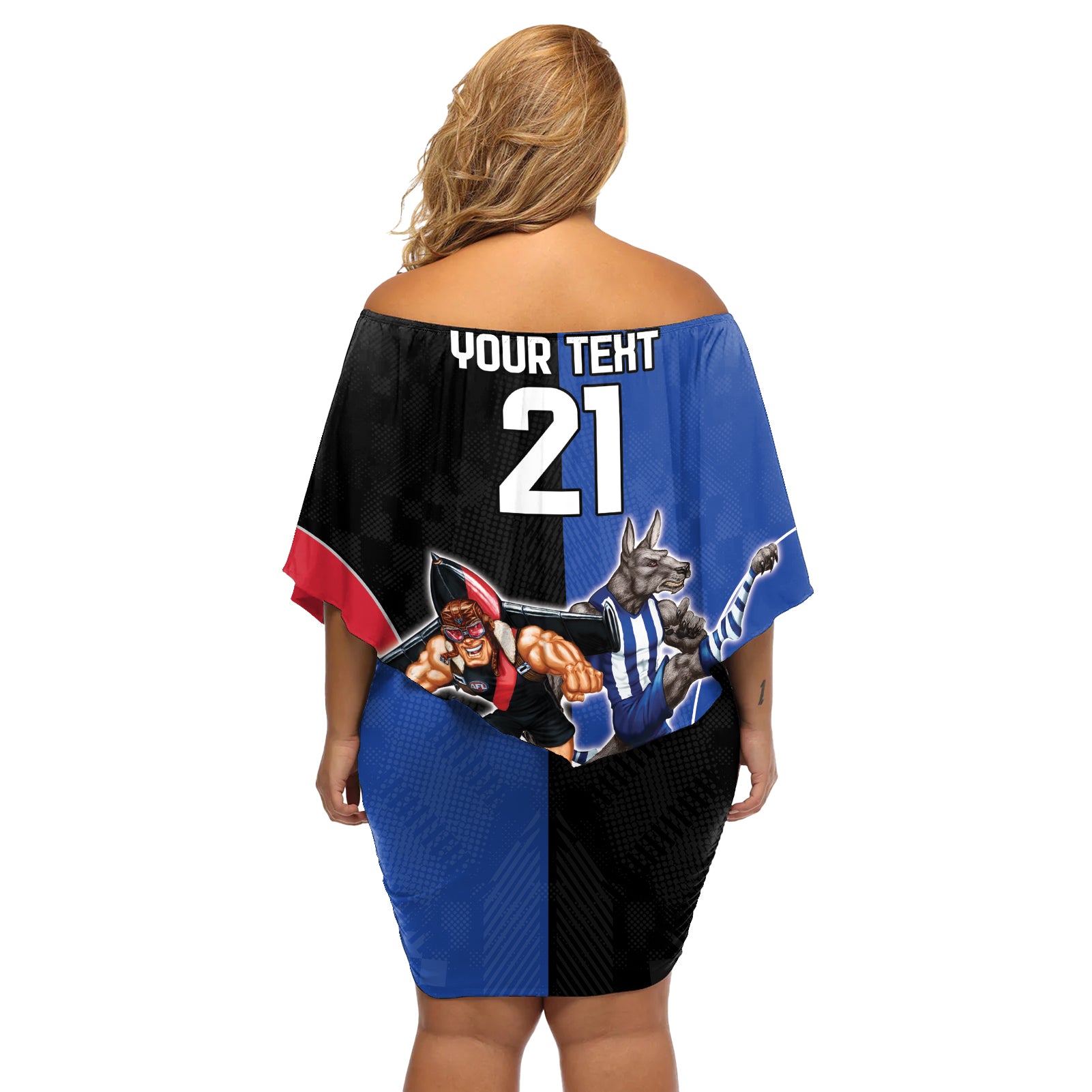Custom Kangaroos and Bombers Off Shoulder Short Dress Together Sporty Style