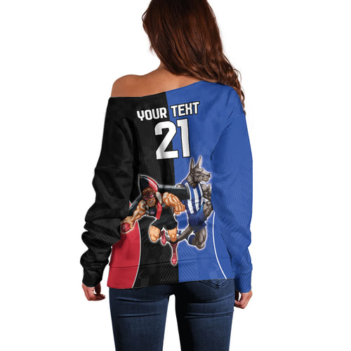 Custom Kangaroos and Bombers Off Shoulder Sweater Together Sporty Style