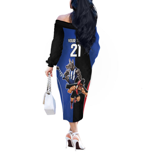 Custom Kangaroos and Bombers Off The Shoulder Long Sleeve Dress Together Sporty Style