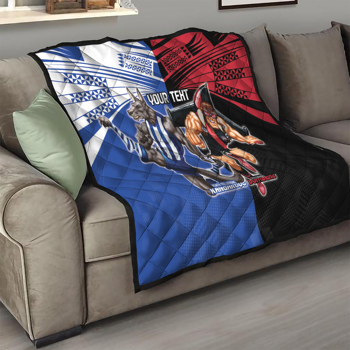 Custom Kangaroos and Bombers Quilt Together Sporty Style
