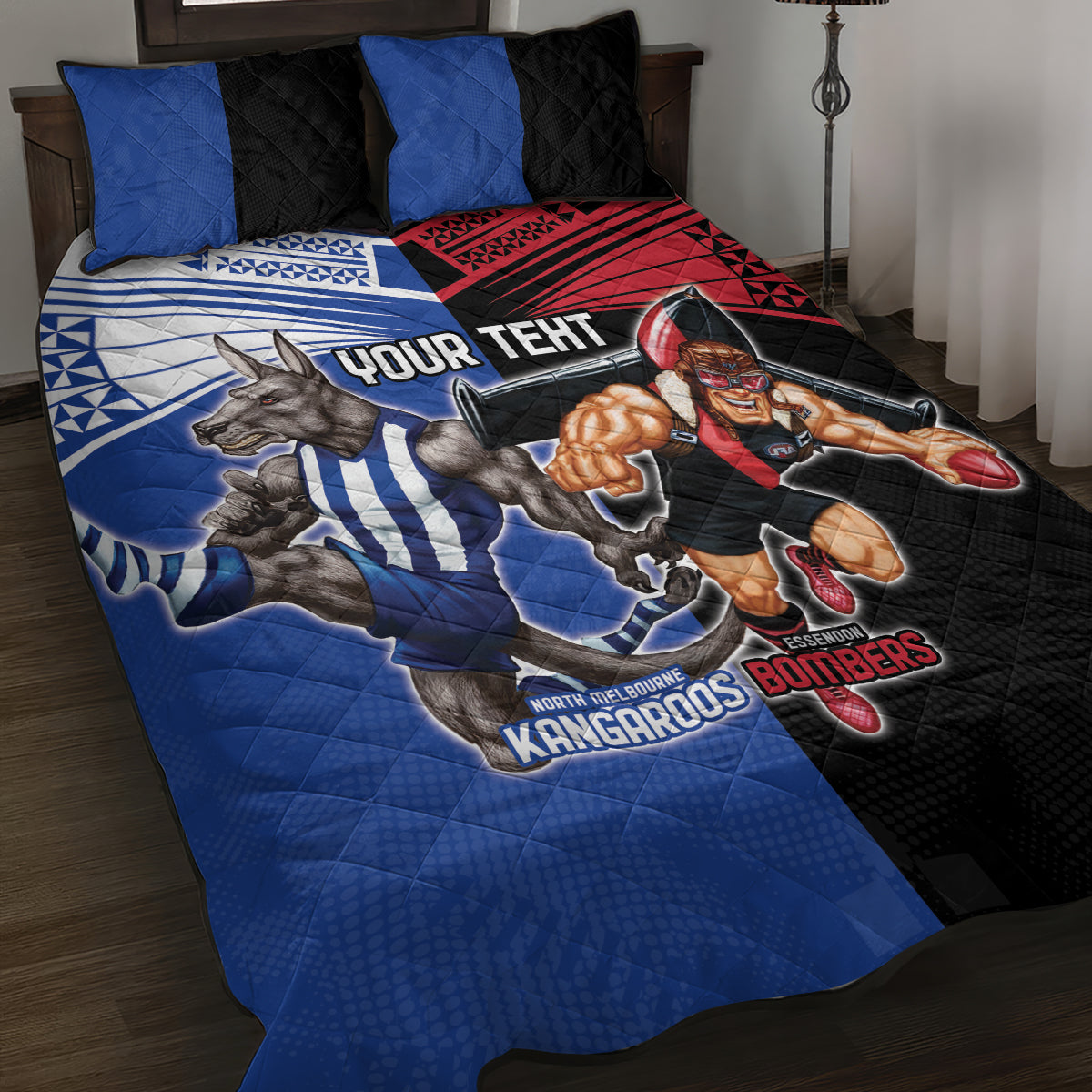 Custom Kangaroos and Bombers Quilt Bed Set Together Sporty Style
