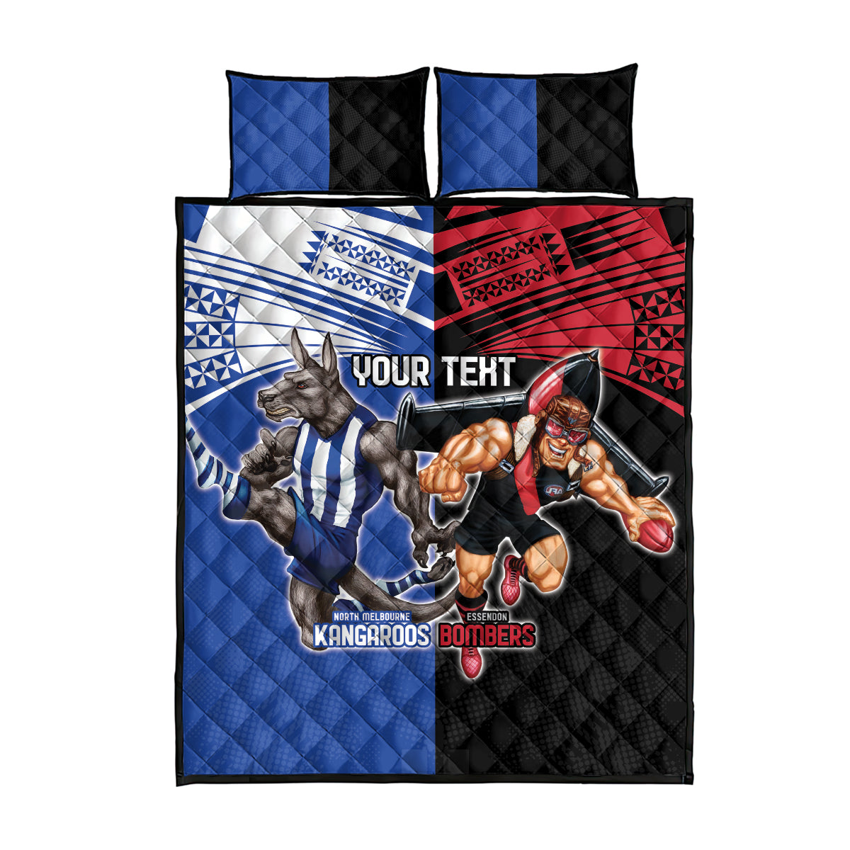 Custom Kangaroos and Bombers Quilt Bed Set Together Sporty Style